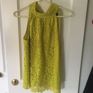 J. Crew chartreuse lace top [xs] [NWT]
